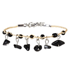 Handmade Weave GemStone Beads Bracelet Black