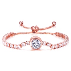 Inlay Rhinestone Bride Wedding Adjustable Bracelets Rose gold