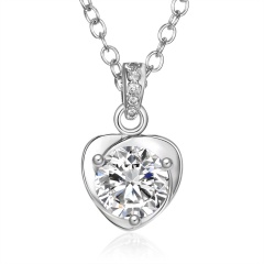 Simple Geometric Heart Zircon Pendant Necklace Heart