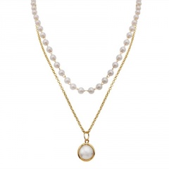 2 Layer Choker Pearl Pendant Necklaces Clavicle Chain Women Party Elegant Gift 2 row pearl necklace