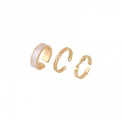 3 Piece/Set Open Finger Ring Chain Spiral Combination Rings White