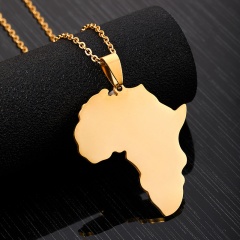 Stainless Steel Africa Map Clavicle Chain Necklace gold