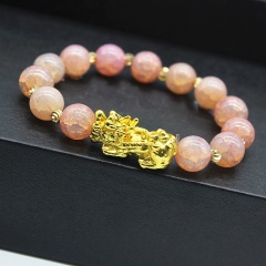 10mm cracked imitation agate jade brave men and women transfer bracelet opp Pink jade
