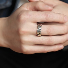 Simple irregular crack opening copper ring silver