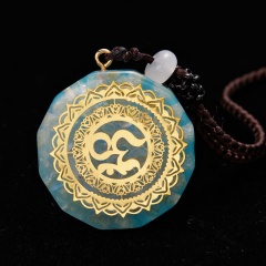 Colorful Seven Chakra Epoxy Natural Stone Pendant Sweater Long Necklace Style 6