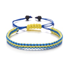 Handmake Knit Ukrainian Flag Color Bracelet Adjustable Blue+Yellow