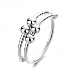 Copper With Spinner Beads Anti Anxiety Rings Silver