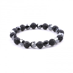 8 mm Gemstone Beads Spaced Dark Iron Ore Beads Handmake Elastic Bracelet Lava